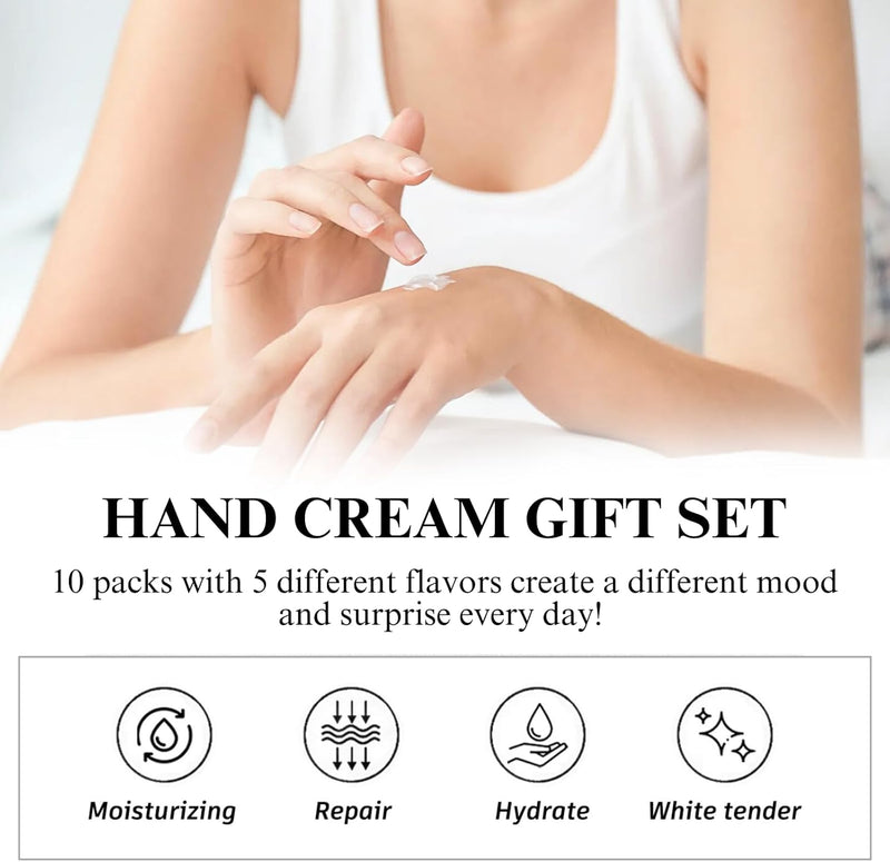 Fruit Flavor Mini Hand Cream - 10 X 30Ml Mini Hand Cream Gift Set, Fruit Hand Moisturiser Multipack Gifts, for Very Dry Hands - Vegan Friendly, Perfect for Skincare Gifts Set Idea for Her