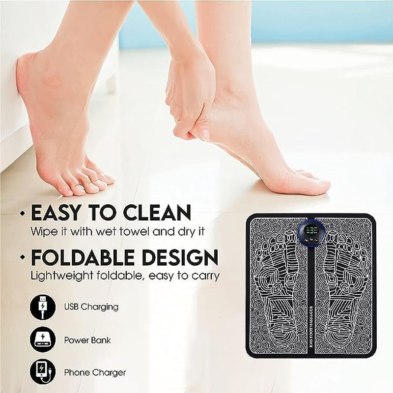 EMS Foot Massager, Foot Spa Massager,Lcd Display with 6 Modes 9 Intensities,Foot Massagers for Pain Relief and Improve Circulation, Relax Your Foot with Rechargeable Feet Massager