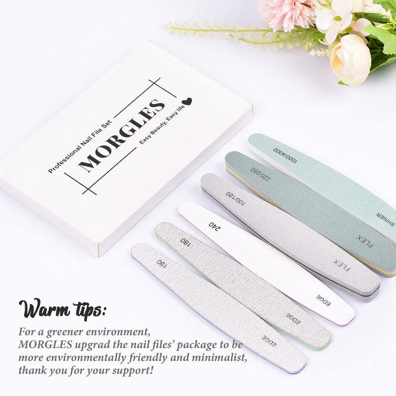 Nail Files,  6Pcs Professional Emery Boards Set for Acrylic Gel Natural Nails(Include 150,180,240,100/180,220/280,1000/4000 Grit)