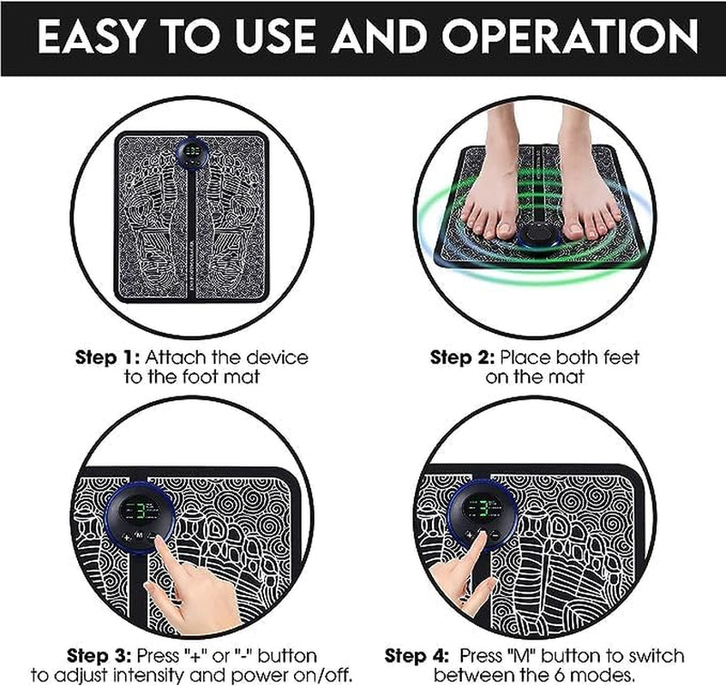 EMS Foot Massager, Foot Spa Massager,Lcd Display with 6 Modes 9 Intensities,Foot Massagers for Pain Relief and Improve Circulation, Relax Your Foot with Rechargeable Feet Massager