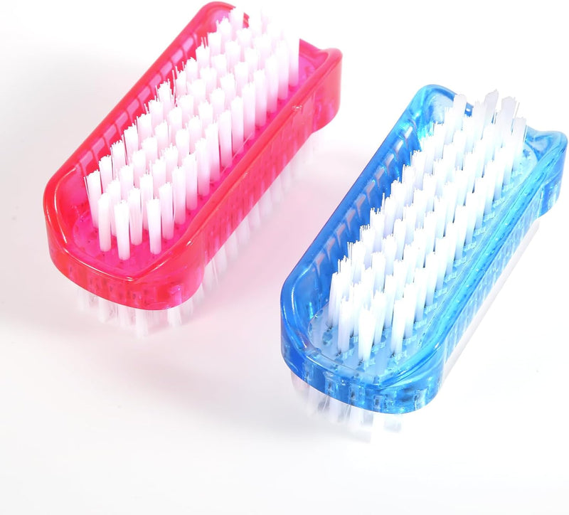 2Pcs Fingernail Scrub Brushes, Two Sided Multifunction Nail Brush for Cleaning Portable Nail Scrubber Brush for Cleaning Cuticles Fingernails Toes (Red, Blue)