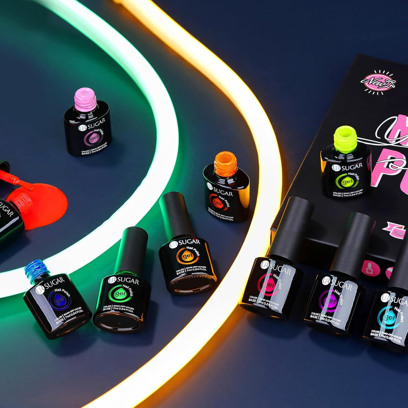 Neon Gel Nail Polish Set, 12 Colors Halloween Hot Pink Orange Yellow Green Blue Red Purple Neon Pastel Color Spring Summer Gel Polish Kit for Home DIY Nail Salon