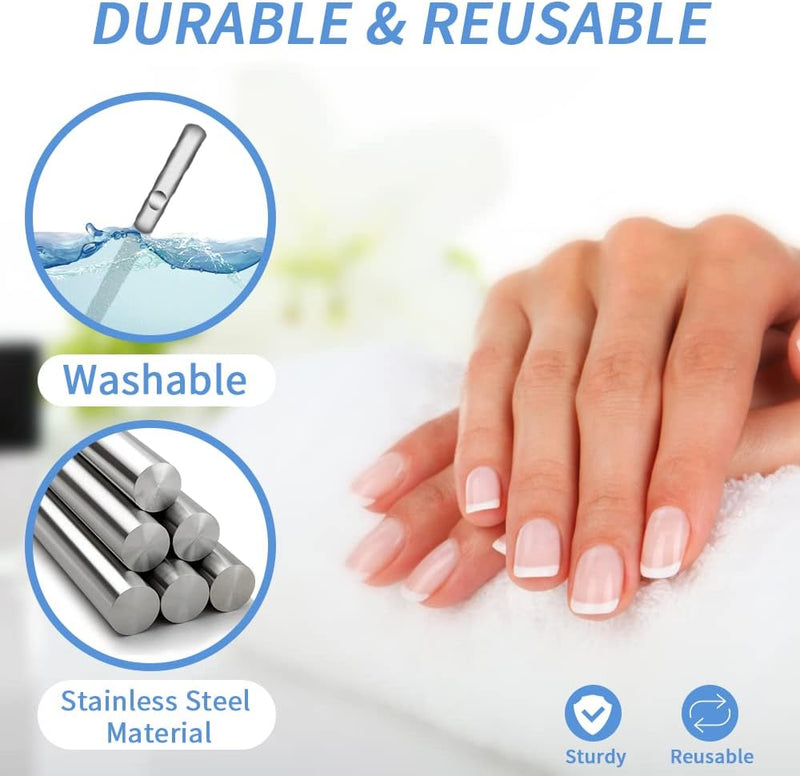 Professional Double Sided Metal Nail Files - Stainless Steel for Fingernails & Toenails, Diamond Nail Files for Home, Salon & Travel Use