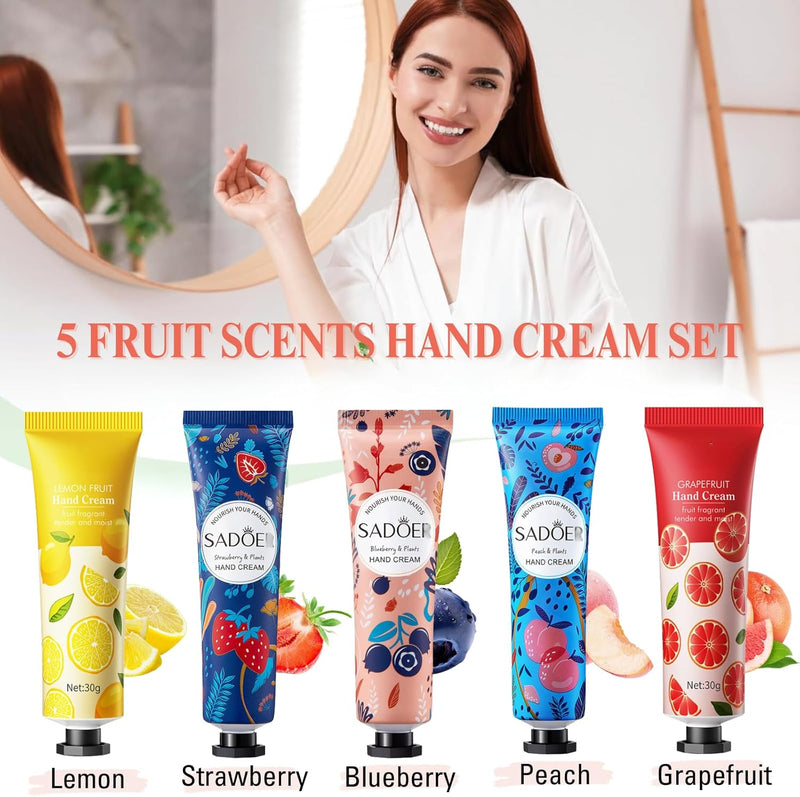 Fruit Flavor Mini Hand Cream - 10 X 30Ml Mini Hand Cream Gift Set, Fruit Hand Moisturiser Multipack Gifts, for Very Dry Hands - Vegan Friendly, Perfect for Skincare Gifts Set Idea for Her