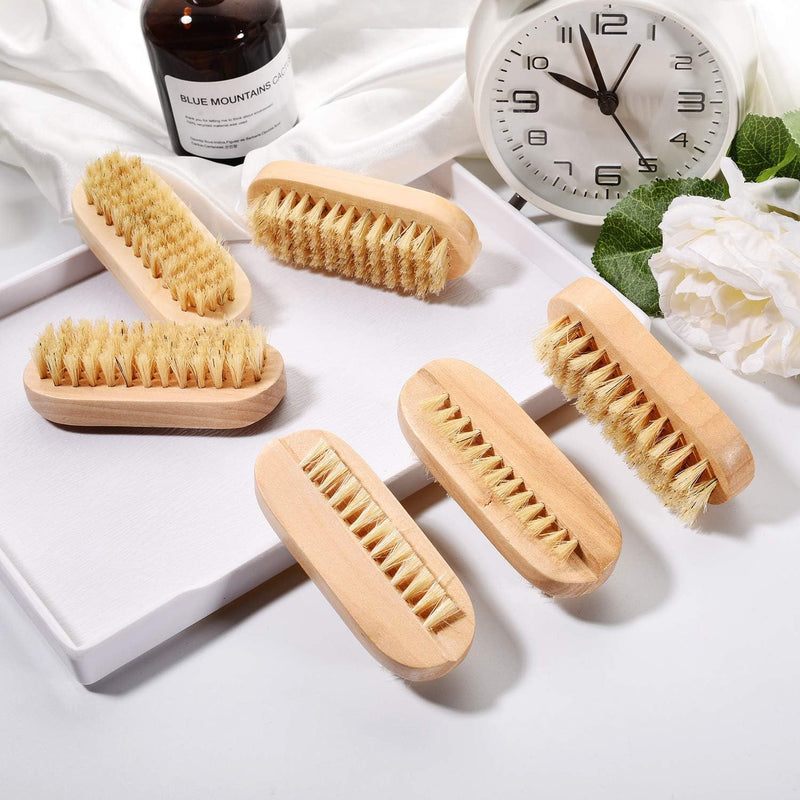 6 Pieces Nail Brushes Wooden Double Sided Scrub Handle Hand Fingernail Wood Nail Brushes for Cleaning Men Women Adult Kid Toe Foot Manicure Pedicure Supplies