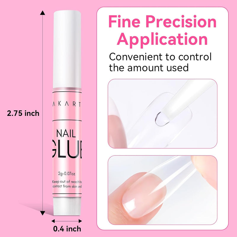 Strong Nail Glue, 5S Dries Quickly, No Need for Nail Lamp Cure, 5PCS Nail Glue Extra Strong for Acrylic Tips, Stick on Nails and False Nails, Long Lasting Nail Adhesive Glue for Fake Nails