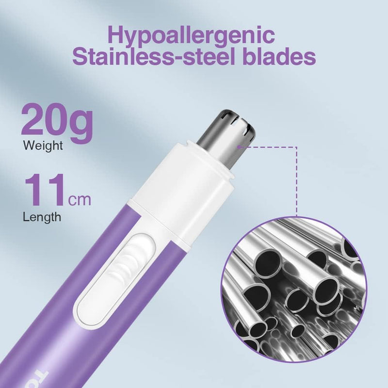 Nose Hair Trimmer for Men and Women,Portable Electric Nose Ear Hair Trimmer,Personal Groomer Hair Removal,Mini Size,Battery Powered,Silver AG-0656