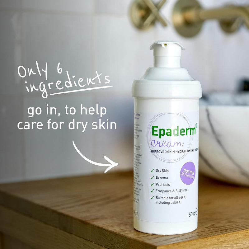 Moisturising Cream for Dry Skin, Including Eczema and Psoriasis, 500G Pump