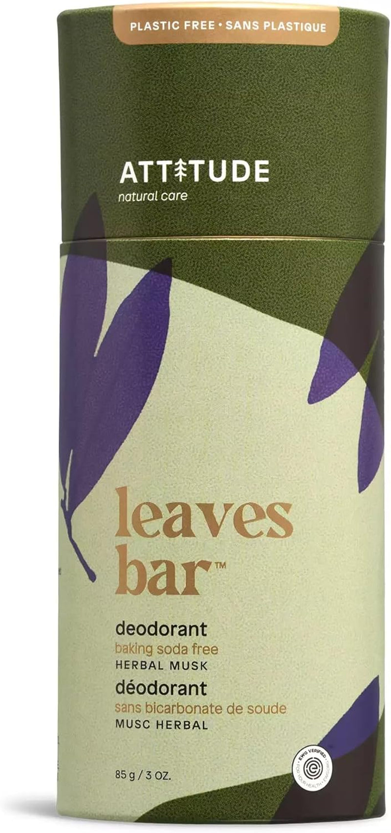 Natural Deodorant, Aluminum-Free, Odor Control & Long Lasting, Nourishing Ingredients, Castor and Jojoba Oils, Baking Soda-Free, EWG Verified, for Men and Women, Herbal Musk, 85G