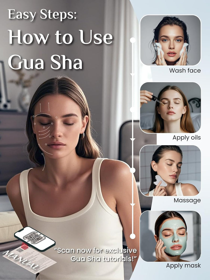 Gua Sha Facial Tools, Natural Amethyst Gua Sha Stone, Face Guasha Tool for Jawline Sculpting and Puffiness Reducing, Guasha Massage Tool, Skin Care Gift - Purple