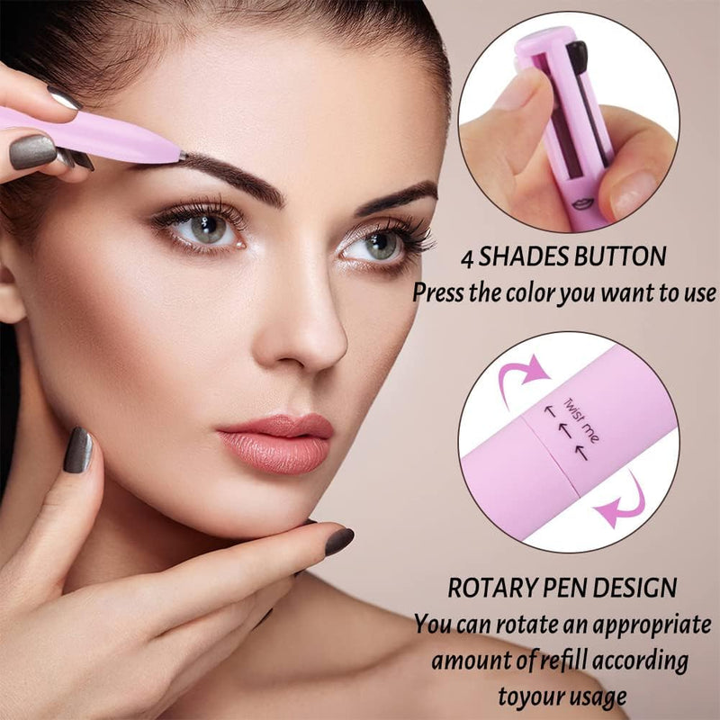 4-In-1 Makeup Pen,  Waterproof Multifunctional Makeup Pen, Pen Pal Makeup, Eyebrow Pencil & Eyeliner & Lip Liner & Highlighter Pen, 4-In-1 Makeup Pen