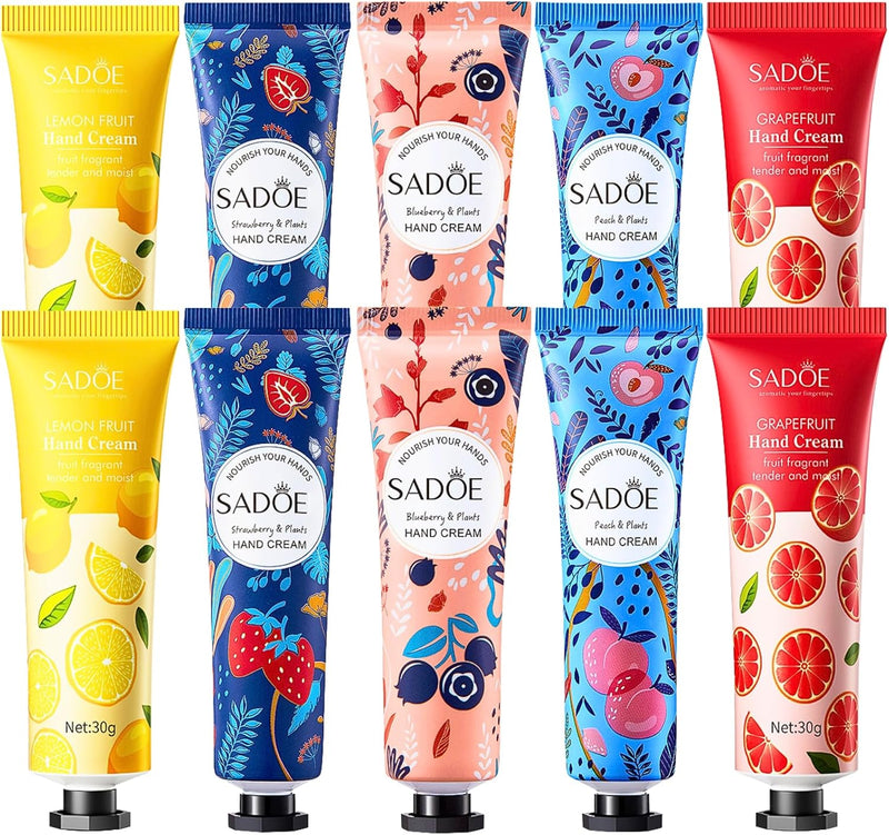 Fruit Flavor Mini Hand Cream - 10 X 30Ml Mini Hand Cream Gift Set, Fruit Hand Moisturiser Multipack Gifts, for Very Dry Hands - Vegan Friendly, Perfect for Skincare Gifts Set Idea for Her