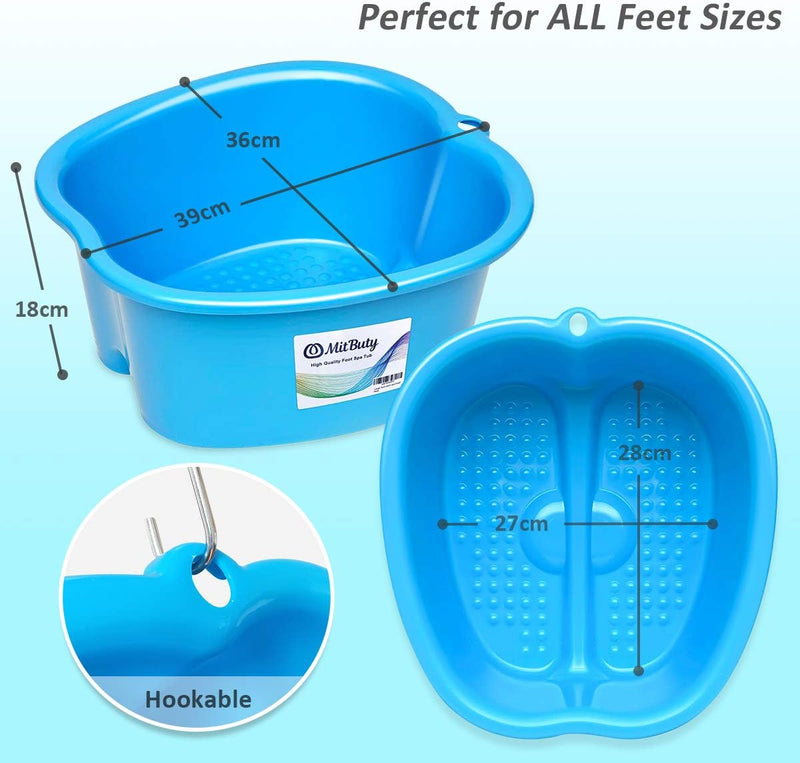 Large Foot Bath Spa Bowl for Home Use - Sturdy Plastic Foot Soak Basin for Pedicure, Relax, Detox and Massage - Feet Tub Get Rid of Callus, Cuticles, Dead Skin - Fits All Size