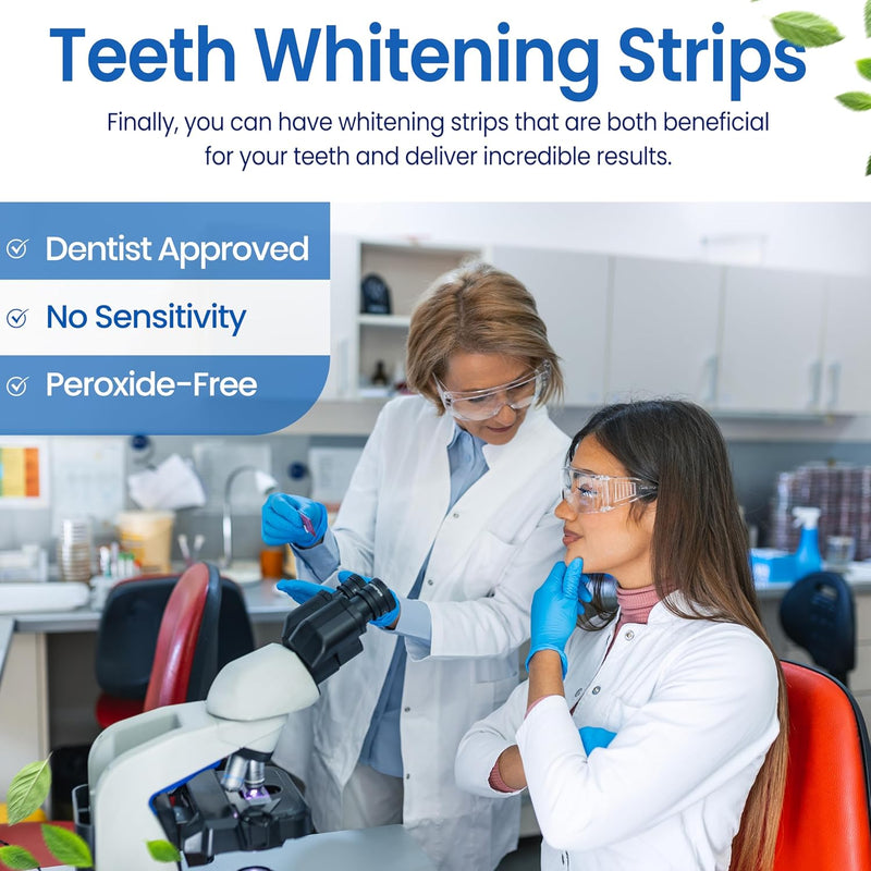 Teeth Whitening Strips- Mint Flavor, Zero Sensitivity, Enamel Safe, Dentist Formulated,Teeth Whitener Strips, White Teeth, Tooth Whitening Strip, Smile Teeth Whitening (Mint)