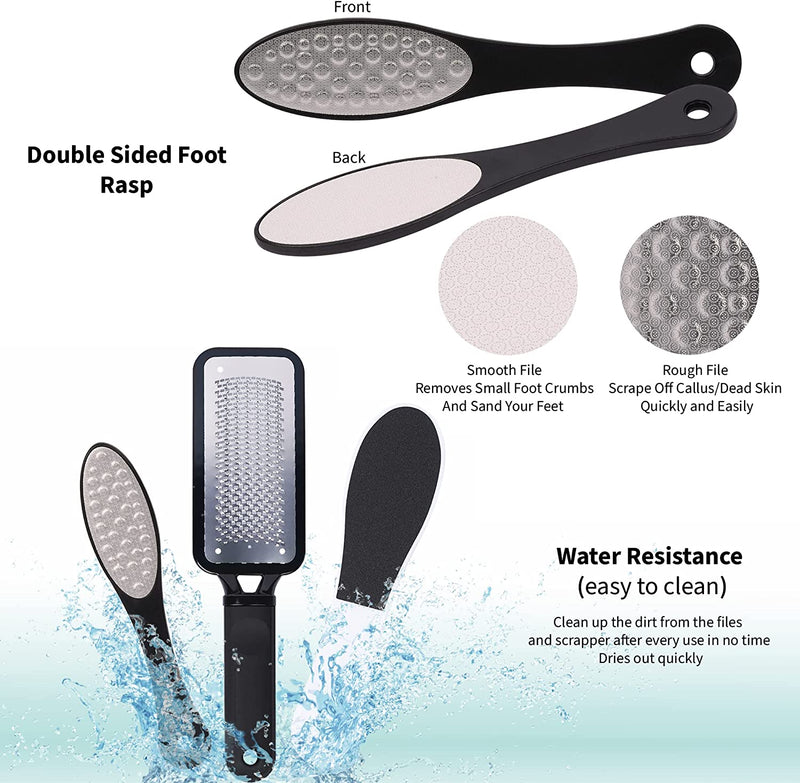 Professional Foot Files for Hard Skin - Premium 3 in 1 Pedicure Foot File, Scrubber and Foot Scraper for Soft & Smooth Heels