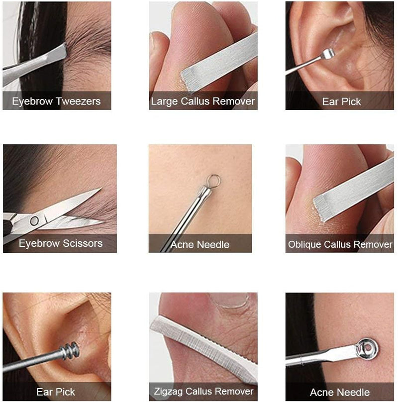 Keiby Citom Manicure Set 18Pcs Professional Nail Clippers Kit Pedicure Care Tools-Stainless Steel Grooming Tools with Rose Gold PU Leather Case for Travel & Home (Rose Gold)