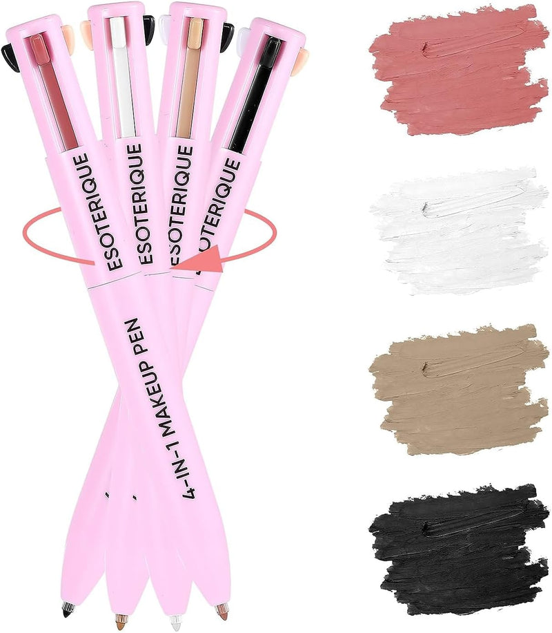 4-In-1 Makeup Pen,  Waterproof Multifunctional Makeup Pen, Pen Pal Makeup, Eyebrow Pencil & Eyeliner & Lip Liner & Highlighter Pen, 4-In-1 Makeup Pen