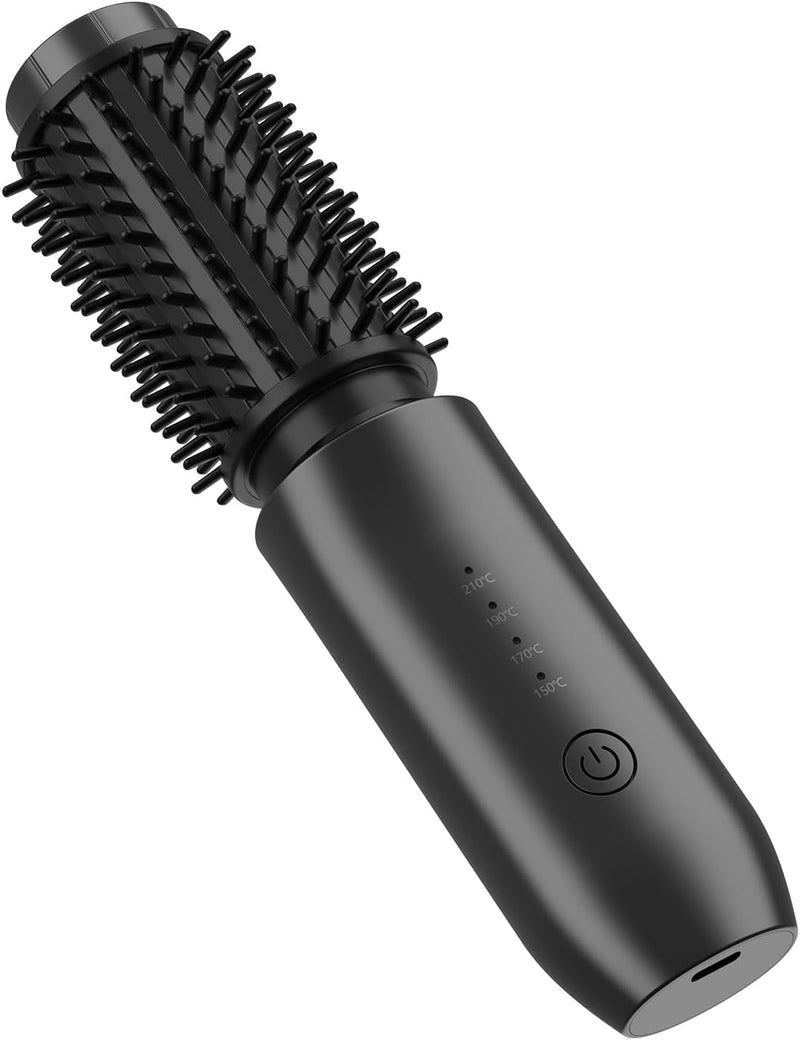 Cordless Hair Curler, 3 in 1 Cordless Hair Styler 40Mm, Portable Cordless Hot Brush with 4 Temperatures, 7000 Mah USB Rechargeable Cordless Heated Hair Curling Brush (Black)
