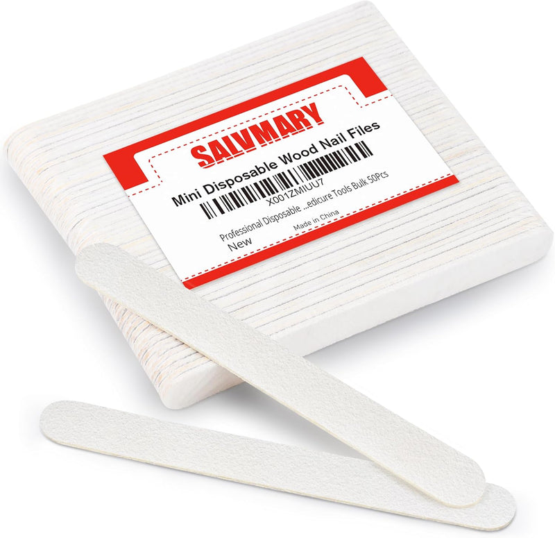 Professional Disposable Small Nail Files White Double Sided Emery Boards 80/100 Grit for Poly Gel Acrylic Nails Extension Manicure Pedicure Tools Bulk 50Pcs