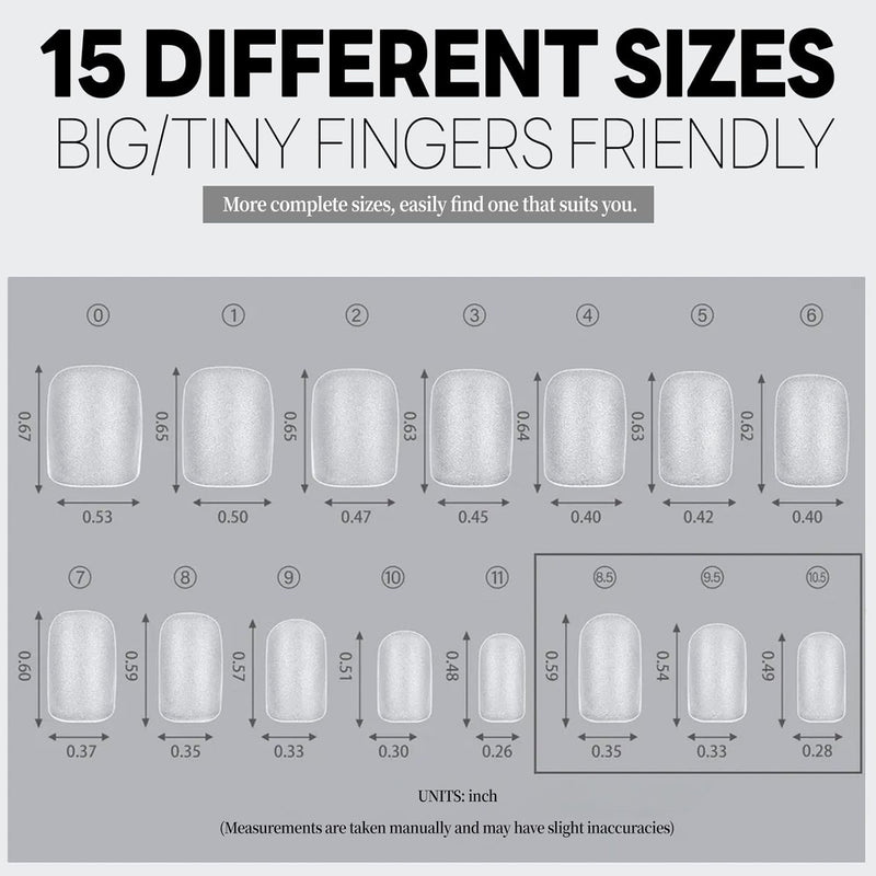 360 Pcs Extra Short Square Gel False Nail Tips, Clear Soft Gel Full Fover Nail Tips,Suitable for Salon or Home DIY -15 Sizes