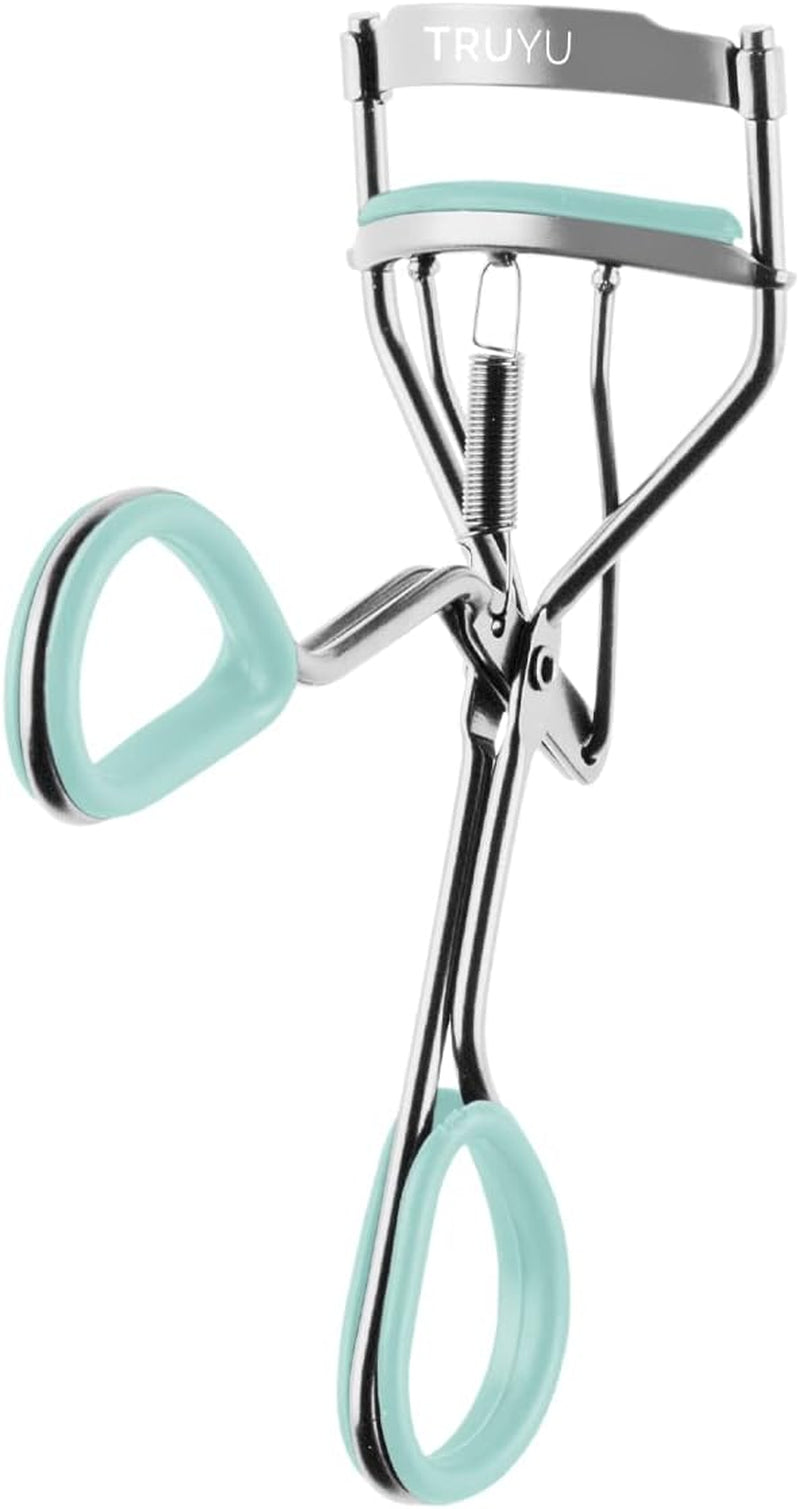 Eyelash Curler Light Blue – Spring Action for Long Lasting, Extra Wide Eyelash Curl, Comes with Two Replacement Silicone Pads.