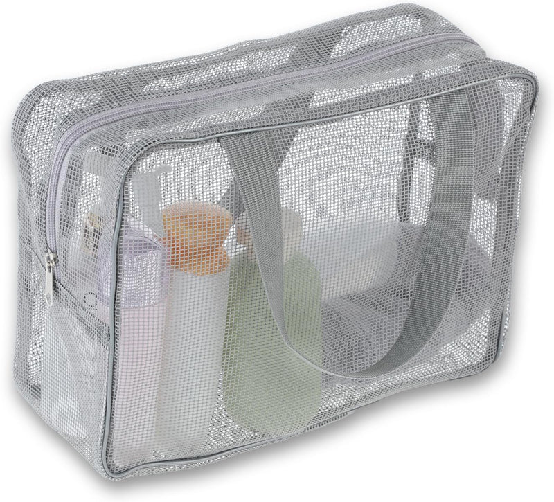 Mesh Shower Caddy Mash Shower Bag Portable Mesh Toiletry Tote Gym Bag Organizer Tote for Gym College Dorm Room(Grey)