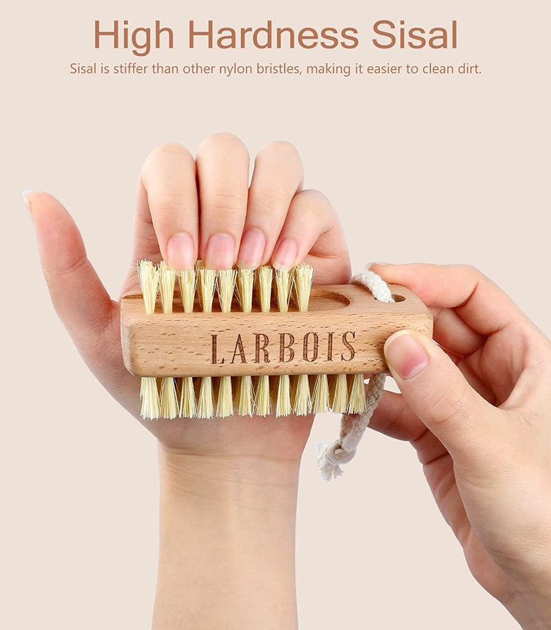 Wooden Nail Brush, Double Sided Hand and Nail Cleaning Brush, 2Pcs Scrubbing Brush Eco Friendly Fingernail Brush Hanging Rope Hand Toes Nail Home Garden Salon Use-Bench Wood, 1.0 Count
