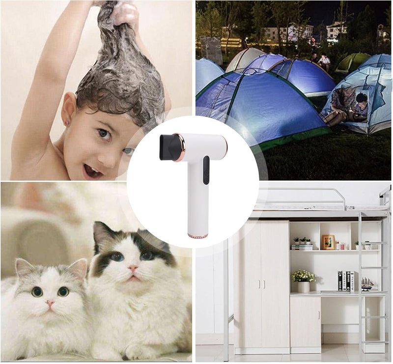 Hair Dryer, 3 Speeds 3 Temp USB Rechargeable Cordless Hair Dryer, Portable Small Blow Dryer with Digital Screen for Dorm Camping Travel Home, Travel Hair Dryer for Women Kids Men