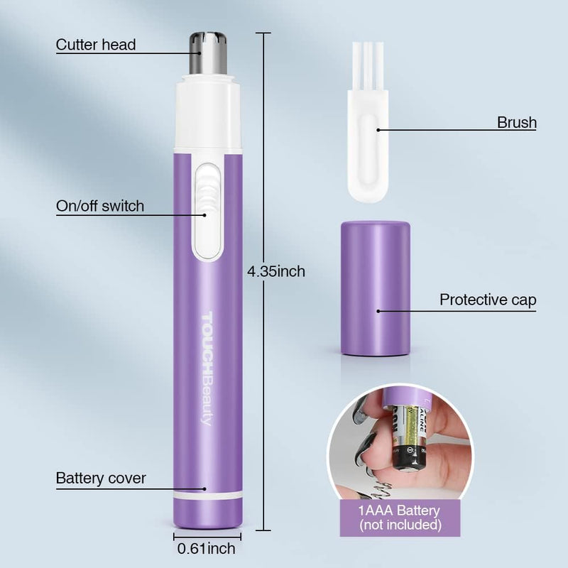 Nose Hair Trimmer for Men and Women,Portable Electric Nose Ear Hair Trimmer,Personal Groomer Hair Removal,Mini Size,Battery Powered,Silver AG-0656