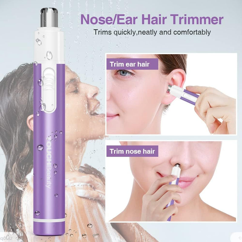 Nose Hair Trimmer for Women,Portable Electric Nose Ear Hair Trimmer,Personal Groomer Hair Removal,Mini Size,Battery Powered,White AG-0656