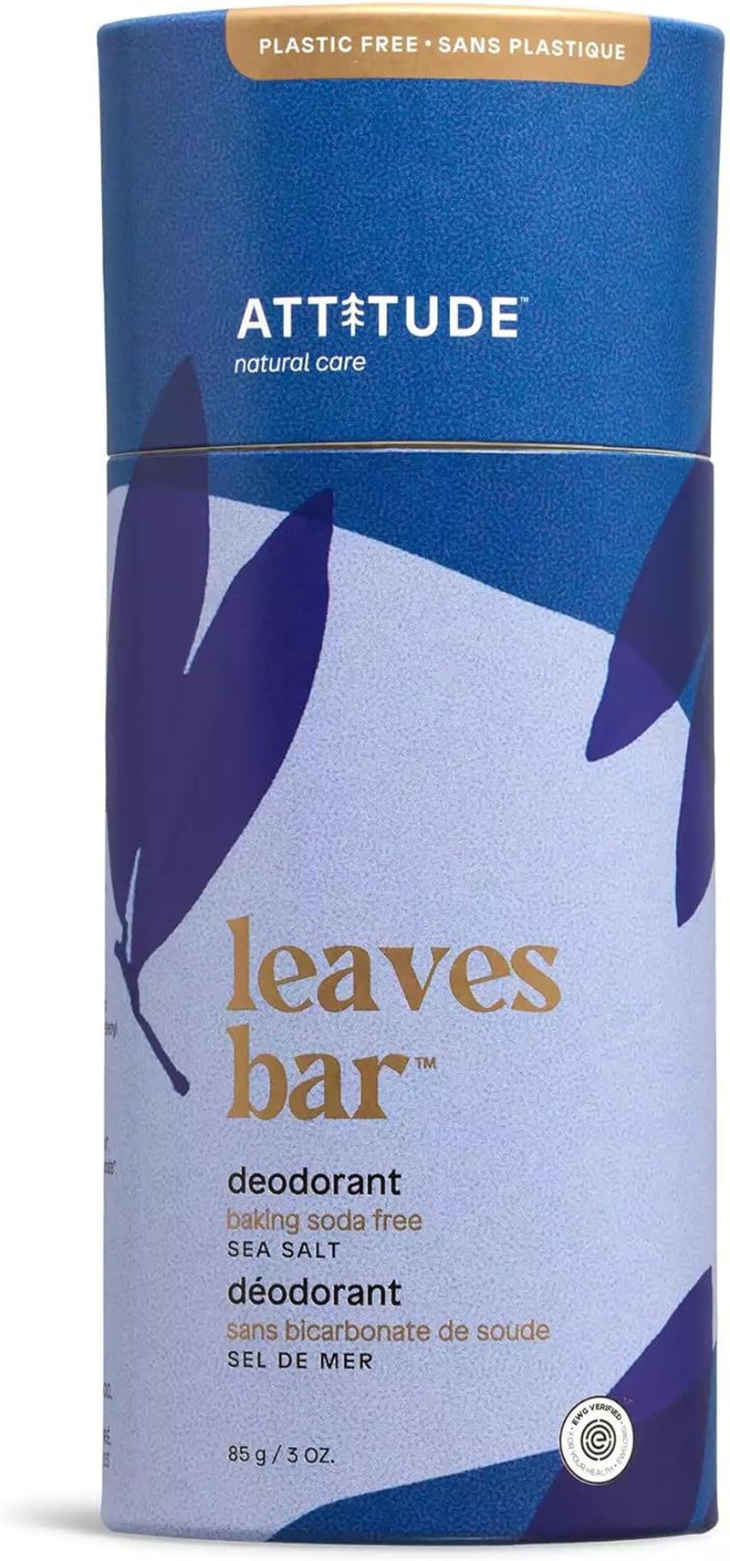 Natural Deodorant, Aluminum-Free, Odor Control & Long Lasting, Nourishing Ingredients, Castor and Jojoba Oils, Baking Soda-Free, EWG Verified, for Men and Women, Sea Salt, 85 G