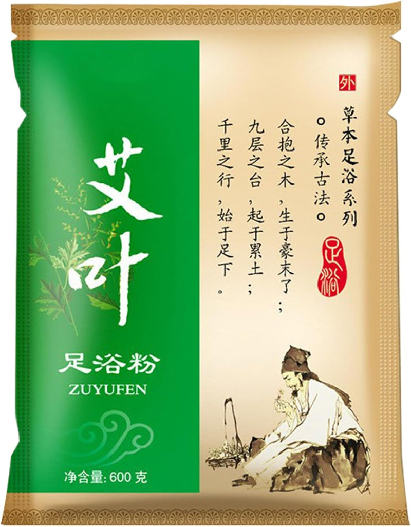 Mugwort Powder Foot Soak, 100 Bags/Pack Chinese Natural Mugwort Herb Foot Soak, Disposable Herbal Foot Bath Soak for Relax Eliminating Dampness