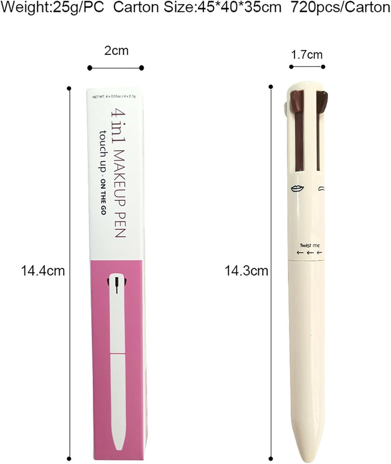 4 in 1 Makeup Pen, 2PCS, Eye Liner, Brow Liner, Lip Liner, Highlighter Pen, All in One Waterproof Long-Lasting Multi-Function Beauty Pencil, Facial Makeup Easy Carry for Wedding Party, 010