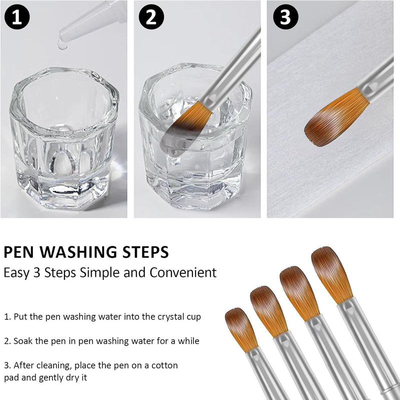 4PCS Acrylic Nail Brushes Set, Nails Art Brush for Nail Extension & Carving Size (19/23/24/25Mm)