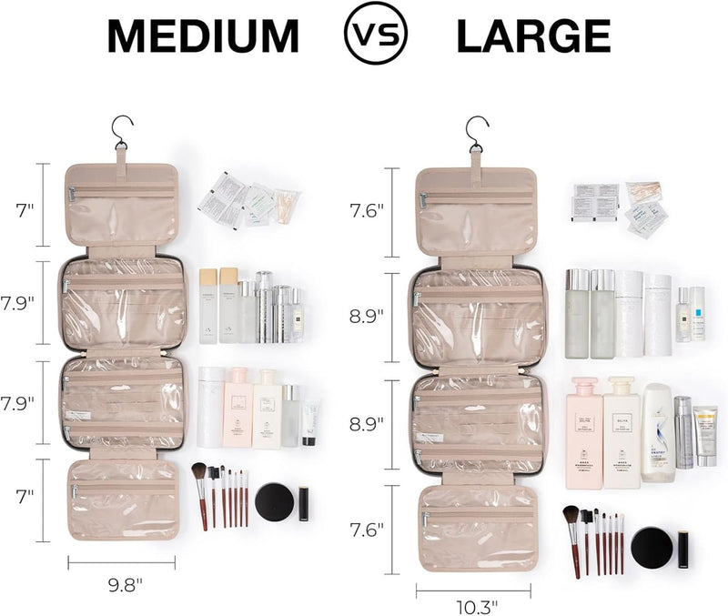 Hanging Toiletry Bag Travel Large Capacity Wash Bag Womens Makeup Cosmetic Bag, Travel Accessories for Full Sized Container (Medium-Pink)