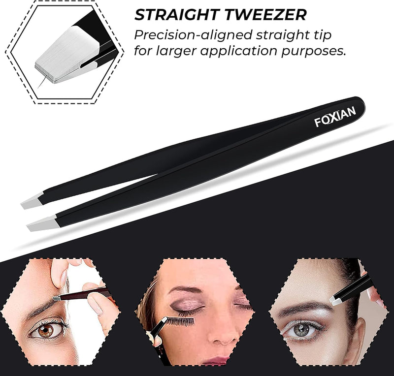 Tweezers for Facial Hair Women - Stainless Steel Eyebrow Slanted Tip for Accurate & Precise Grooming of Eyebrows Professional Tweezers for Men