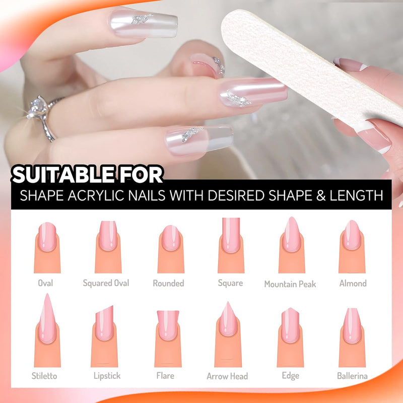 Professional Disposable Small Nail Files White Double Sided Emery Boards 80/100 Grit for Poly Gel Acrylic Nails Extension Manicure Pedicure Tools Bulk 50Pcs