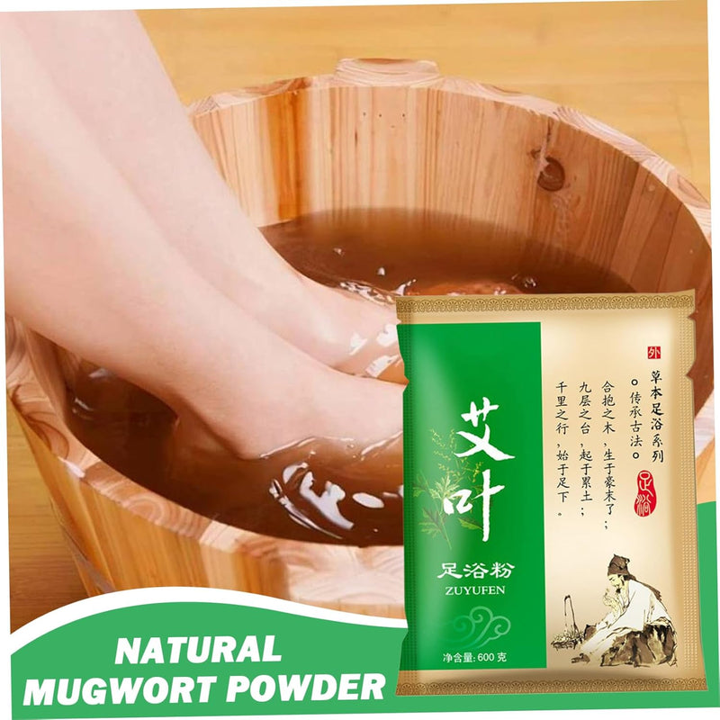 Mugwort Powder Foot Soak, 100 Bags/Pack Chinese Natural Mugwort Herb Foot Soak, Disposable Herbal Foot Bath Soak for Relax Eliminating Dampness
