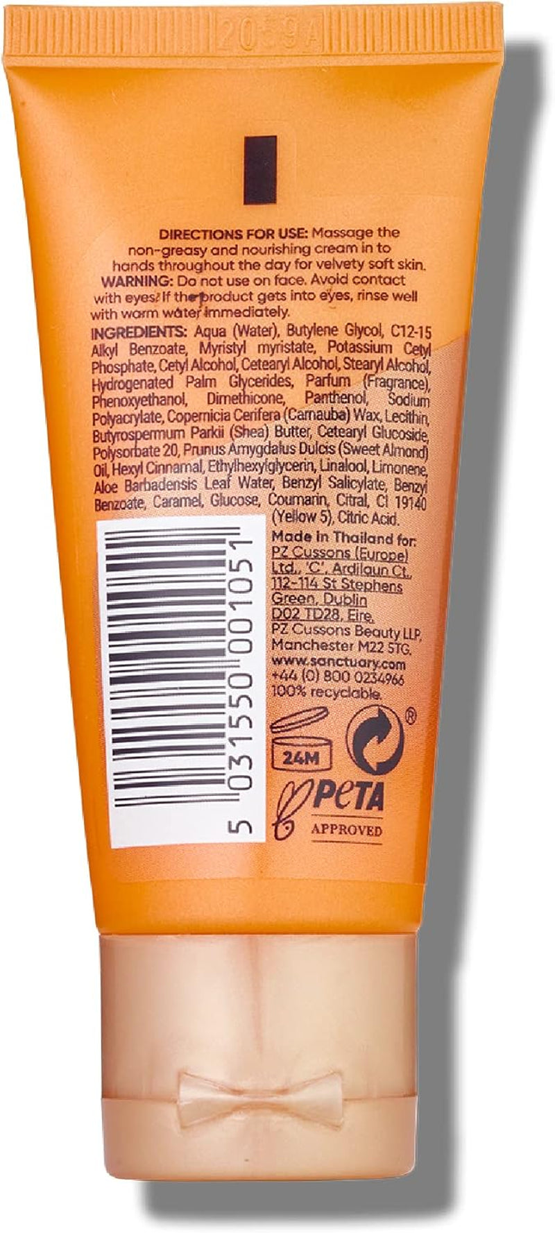 Spa Hand Cream Shea Butter, Vegan and Cruelty Free, 30Ml, Orange