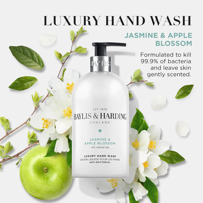 Jasmine & Apple Blossom Anti-Bacterial Hand Wash 1 Litre Refill Pouch (Pack of 3) - Vegan Friendly