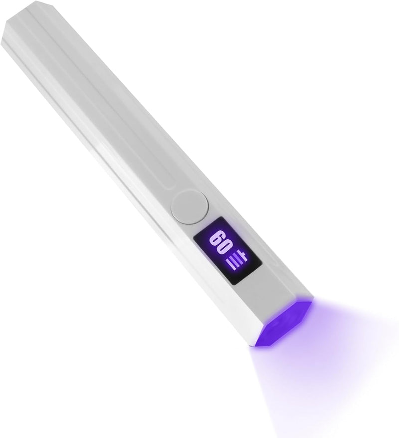 UV Nail Lamp Handheld UV Light Nail Dryer Curing Portable USB Rechargeable Led Mini Nail Lamps Quick Drying 3W Flash Cure Nail Dryer with LED Screen Gift for Women for DIY at Home, Travel, White