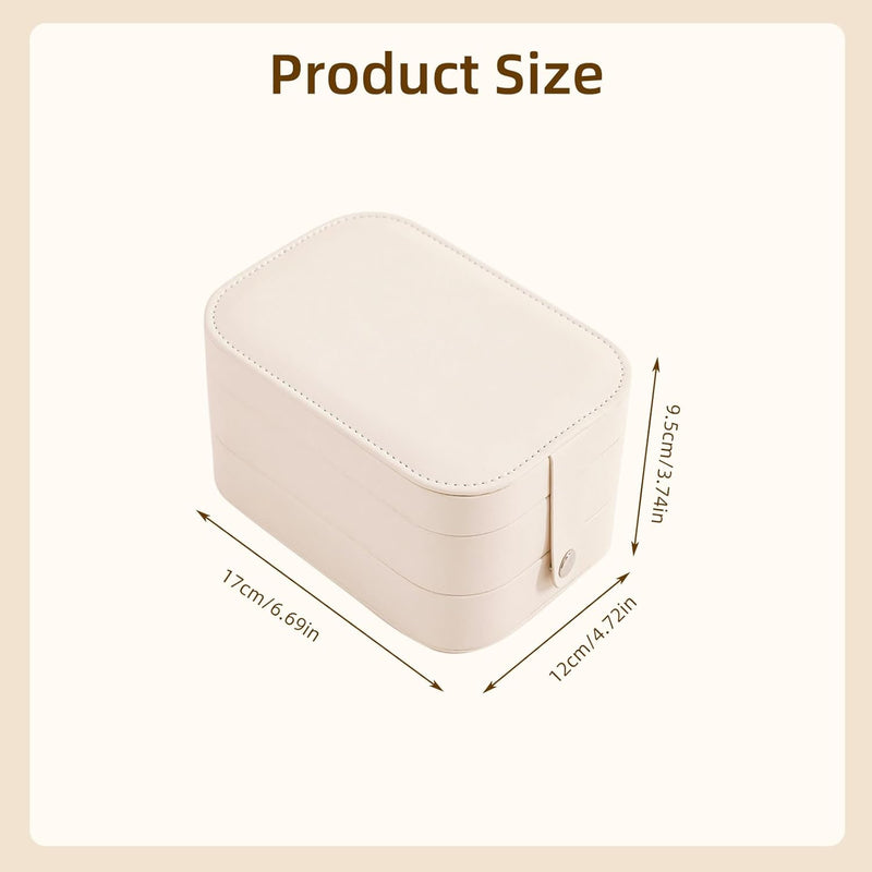 Travel Makeup Bag with 3 Colours Led Illuminated Mirror, Cosmetic Bag 3 Layers Portable Travel Jewellery Makeup Organiser Mirror Makeup Case with Dividers for Women (White)