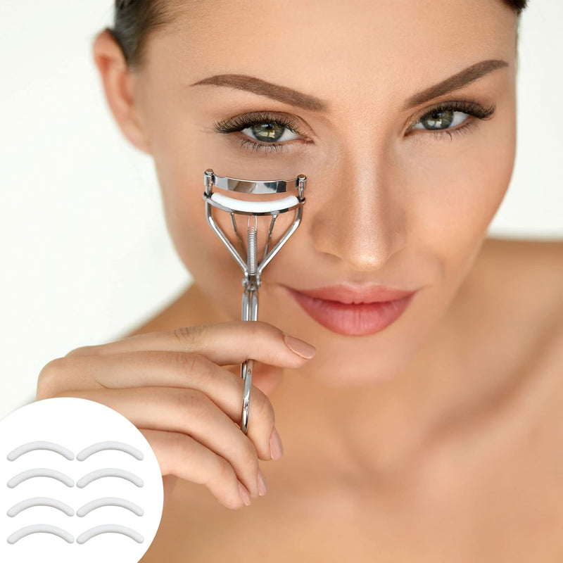 8Pcs Silicone Eyelash Curler Pads, Eyelash Curler Refill Pads, Replacement Pads for Eyelash - White