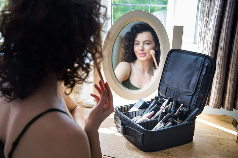Makeup Bag for Women - Vanity Case Perfect for Travel with Make up Organiser Storage and Individual Compartments