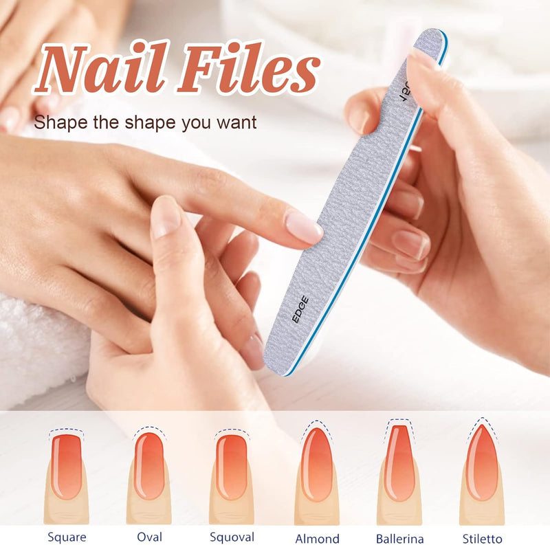 Nail Files,  6Pcs Professional Emery Boards Set for Acrylic Gel Natural Nails(Include 150,180,240,100/180,220/280,1000/4000 Grit)