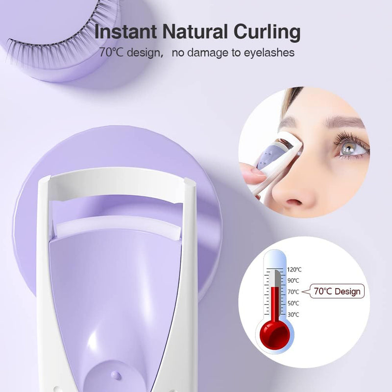 Electric Eyelash Curler, Heated Eyelash Curler with Smart Silicone Heating Pads AG-2003B (Purple)