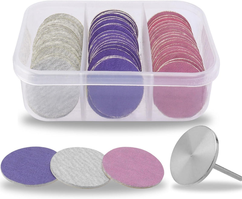 Sandpaper Callus Remover Pads, 60Pcs Replacement Feet Sandpaper Discs with 3/32 Inch Drill Bit for Professional Pedicure Rotary Tool Sand Paper Foot File for Electric Callus Dead Skin Remover