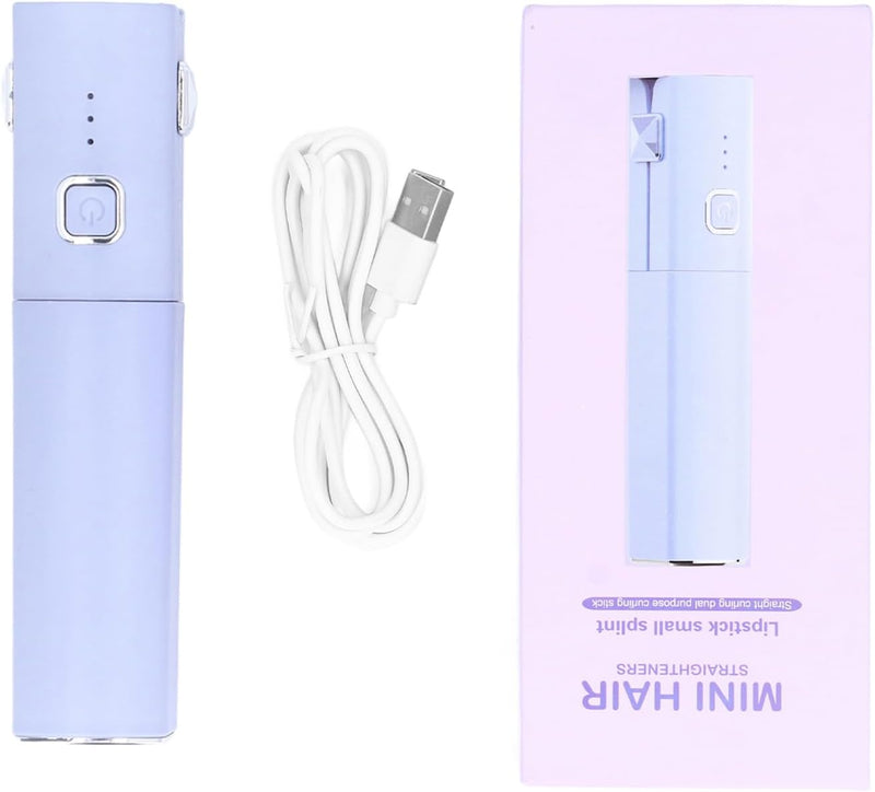 Portable Hair Straightener for Straight Curly Hair, Mini Hair Iron with Fast Heating Rechargeable Flat Iron Ideal Straighteners for Home and Travel Irons (Purple)