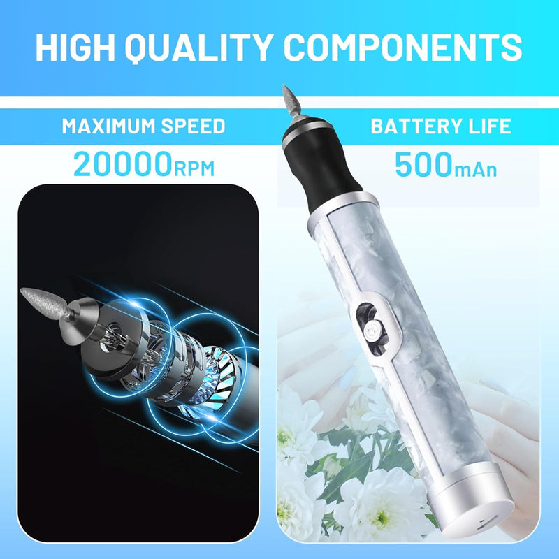 Electric Nail File for Thick Toe Nails, 4 Speeds Nail Grinder for Thick Toenails Set for Various Nails and Shapes (18 Grinding Heads)