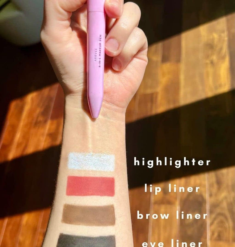 4-In-1 Makeup Pen, Eye Liner, Brow Liner, Lip Liner, & Highlighter Pen, Waterproof All in One Makeup Pen Eye Long-Lasting 4 Color Multi-Function Makeup Beauty Pencil